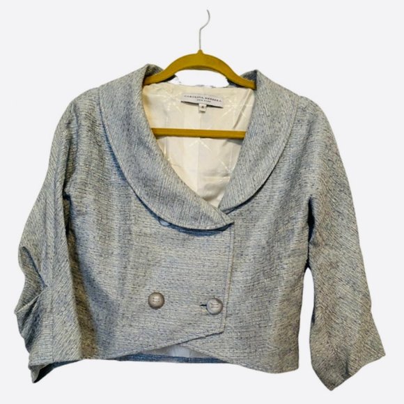 light blue and silver Carolina Herrera swing jacket